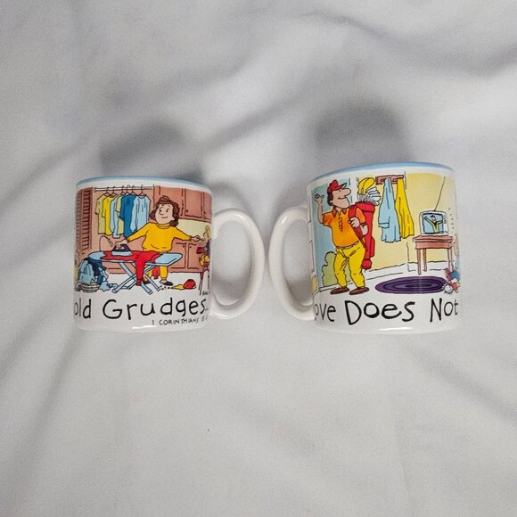 Potpourri Press 1 Corinthians 13:4-5 Love Does Not Hold Grudges Vintage Mug Set - Picture 6 of 16